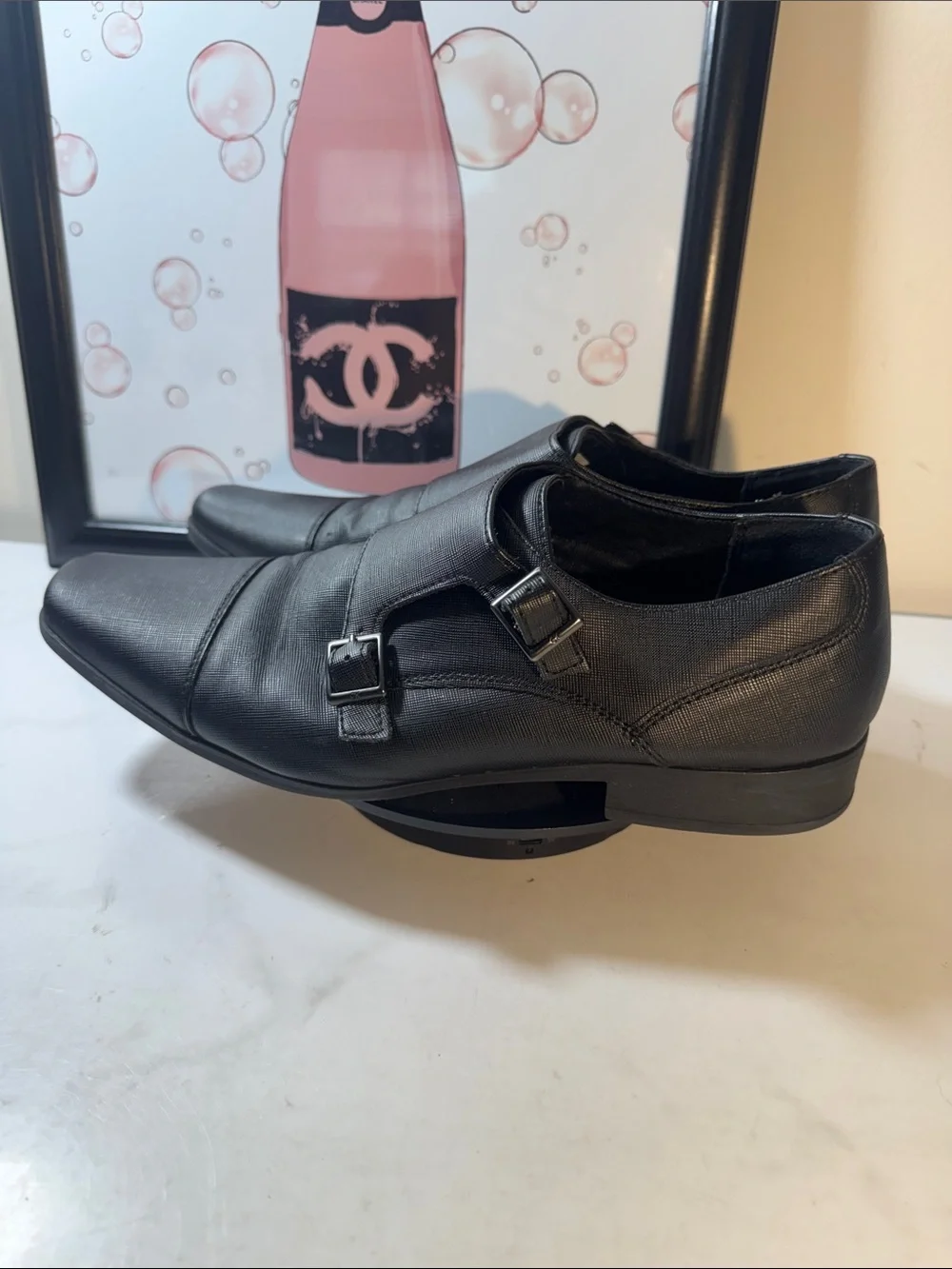 Calvin Klein Black Double Monk Strap Leather Oxfords - Men’s Size 9.5